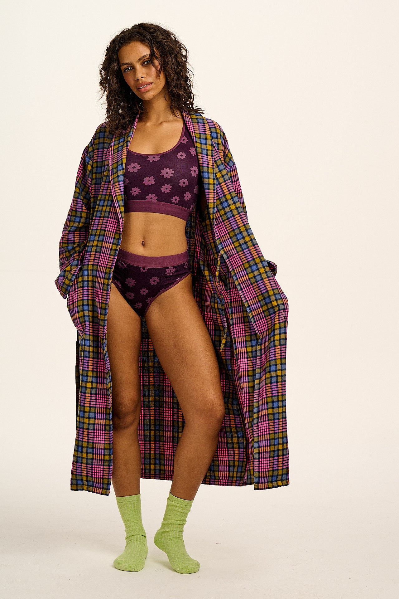 Iona - Cotton & Bamboo Racer Back Crop Top in Purple Delano
