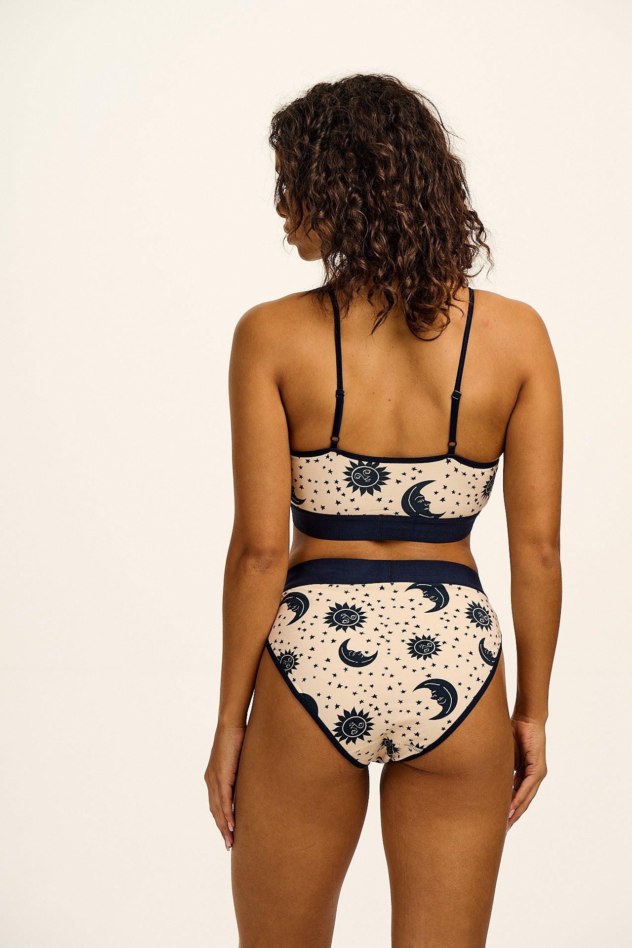 Cora - Cotton & Bamboo Bikini Pant in Ecru Celestial Print
