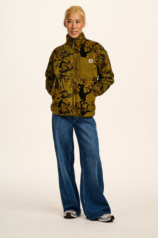 Harper - Borg Fleece Jacket in Green Blossom