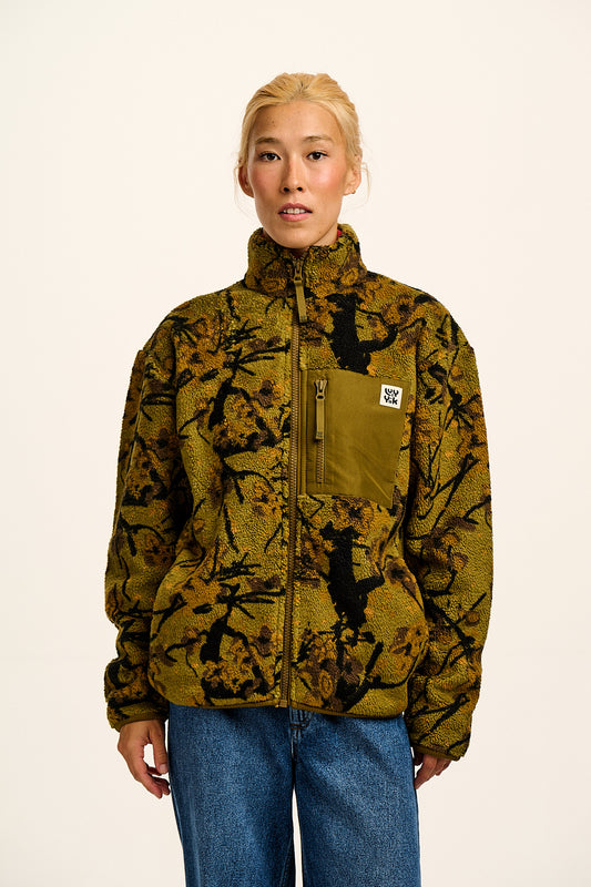 Harper - Borg Fleece Jacket in Green Blossom