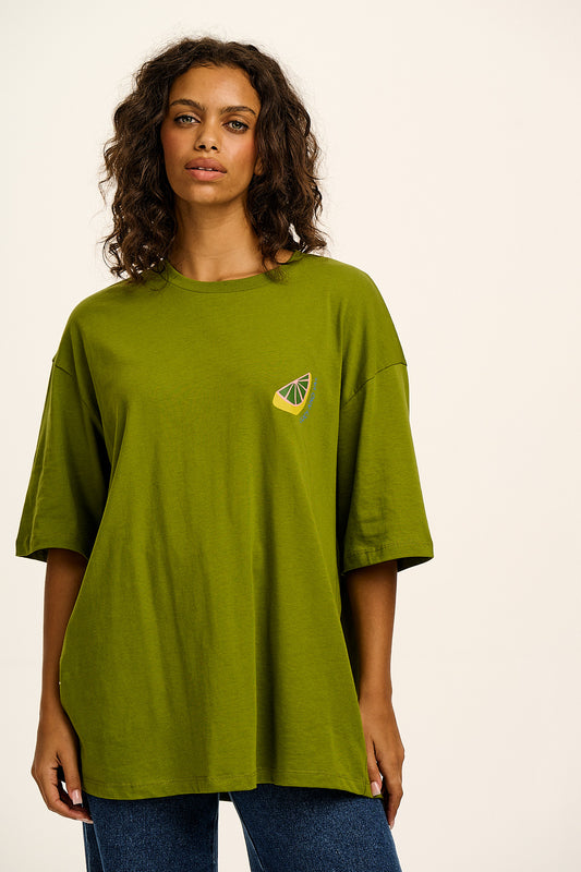 Benny - Oversized Cotton T-Shirt in Green Ilha Grande Print