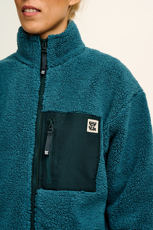 Harper - Borg Fleece Jacket in Teal