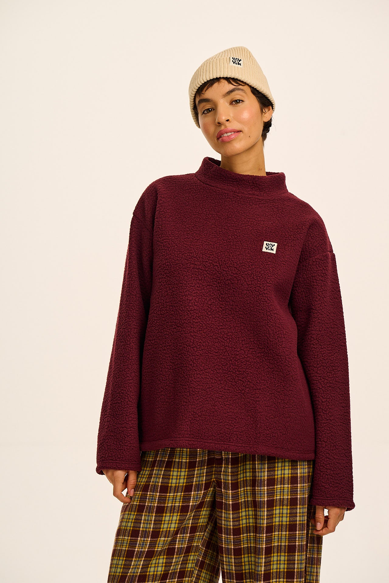 Manaia - Funnel Neck Polar Fleece in Windsor Wine