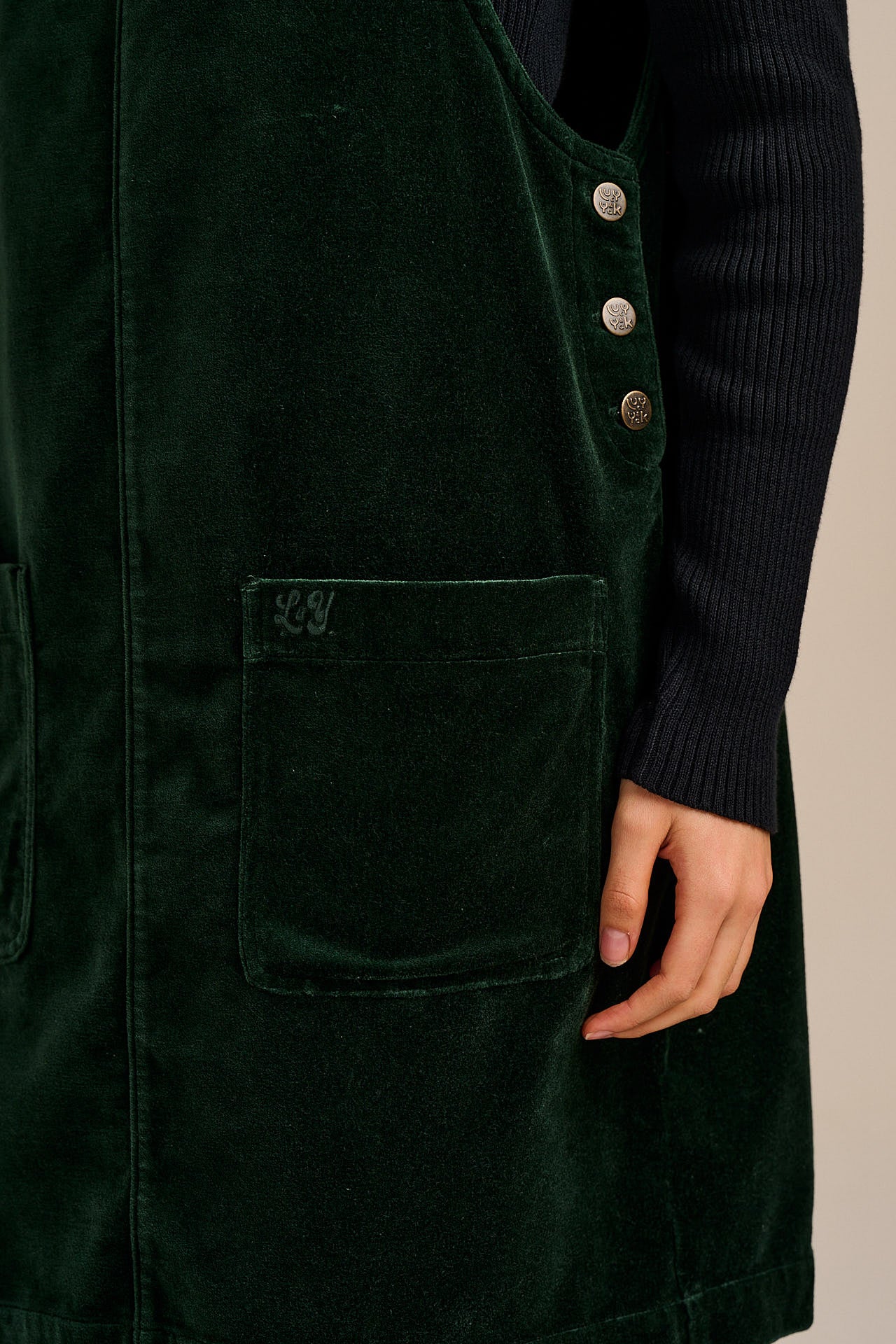 Layla - Mini Cotton Velvet Dress in Jade