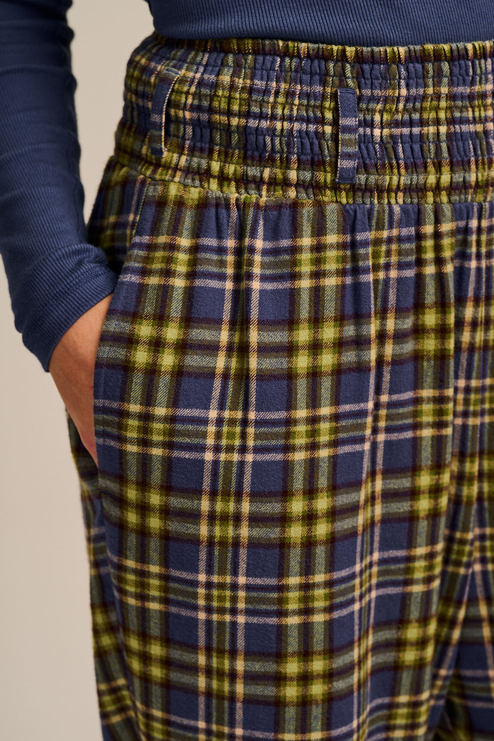 Alexa - Brushed Cotton Trousers in Cosy Tartan