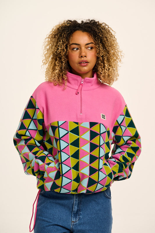 Stevie - Soft Polar Fleece in Geo Triangles Print