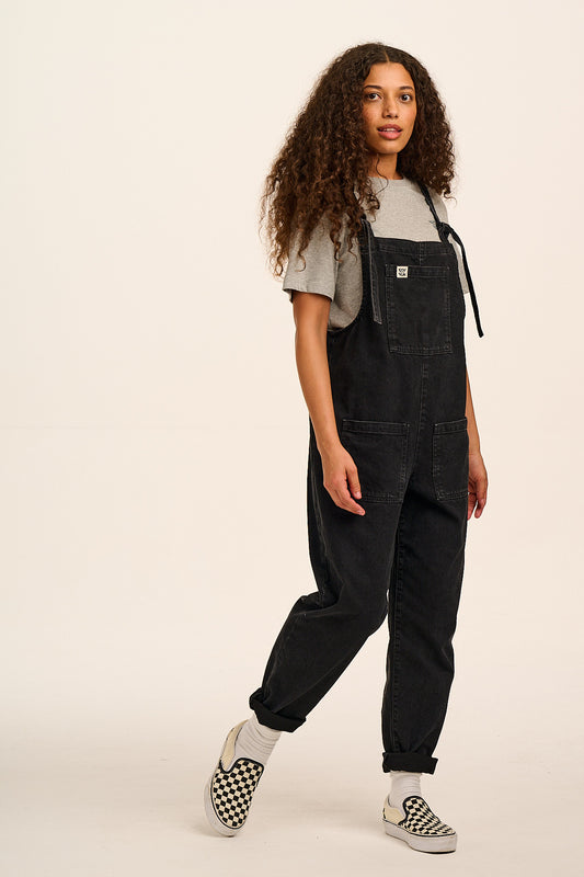 Original - Denim Dungarees in Washed Black