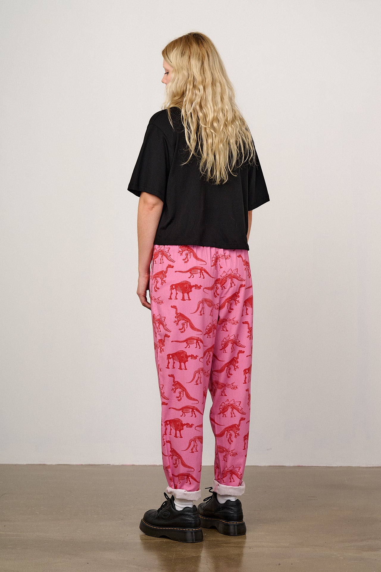L.E. Alexa - Cotton Trousers in Pink Dinosaur Natural History Museum & Yak