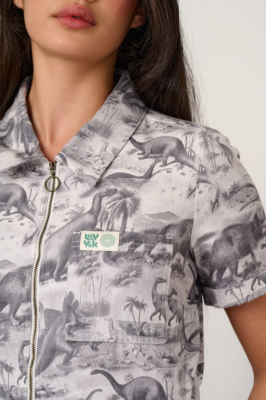 L.E. Ragan - Cotton Jumpsuit in Dinosaurs Natural History Museum & Yak