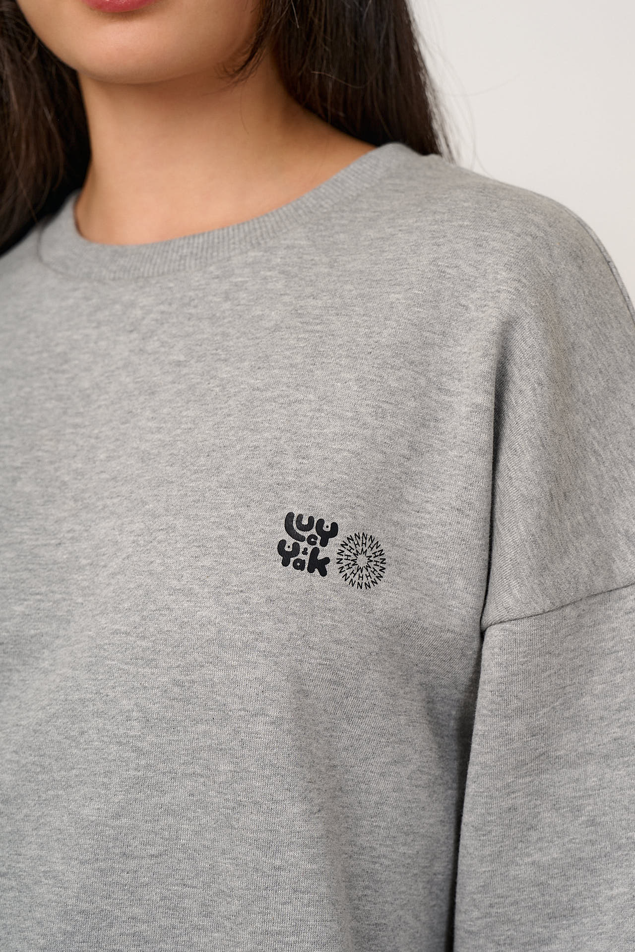 L.E. Sutton - Cotton Oversized Sweatshirt in Dinosaur Natural History Museum & Yak Print