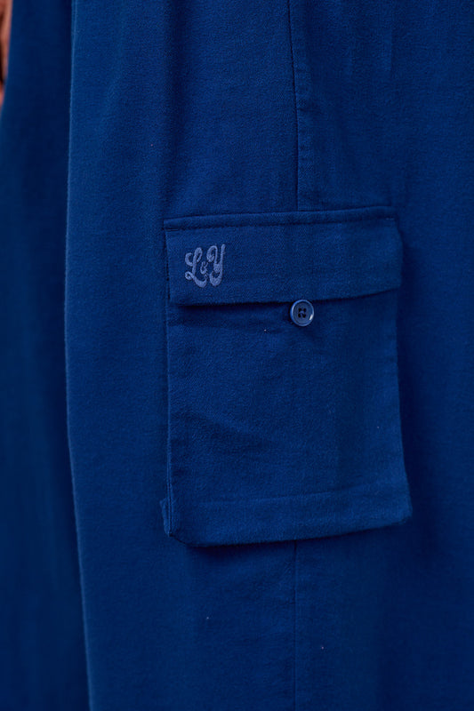 Miyada - Brushed Cotton Dungarees in Navy