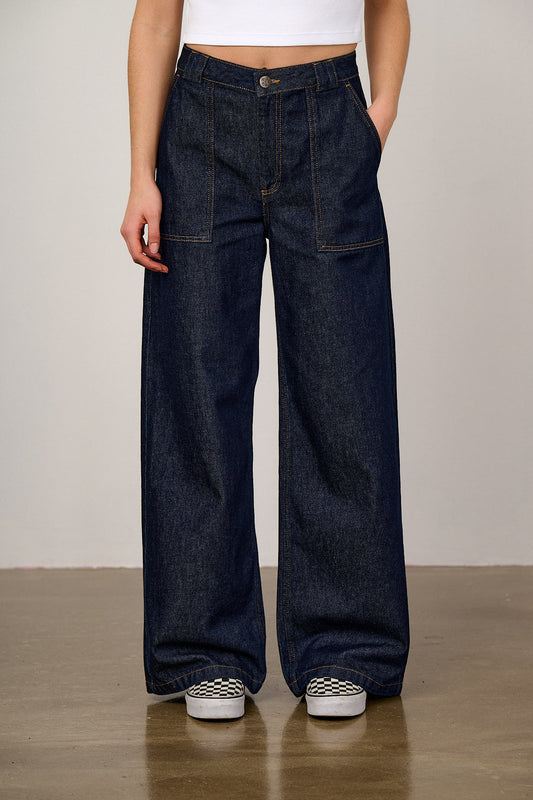 Delores - Wide Leg Denim Jeans in Indigo