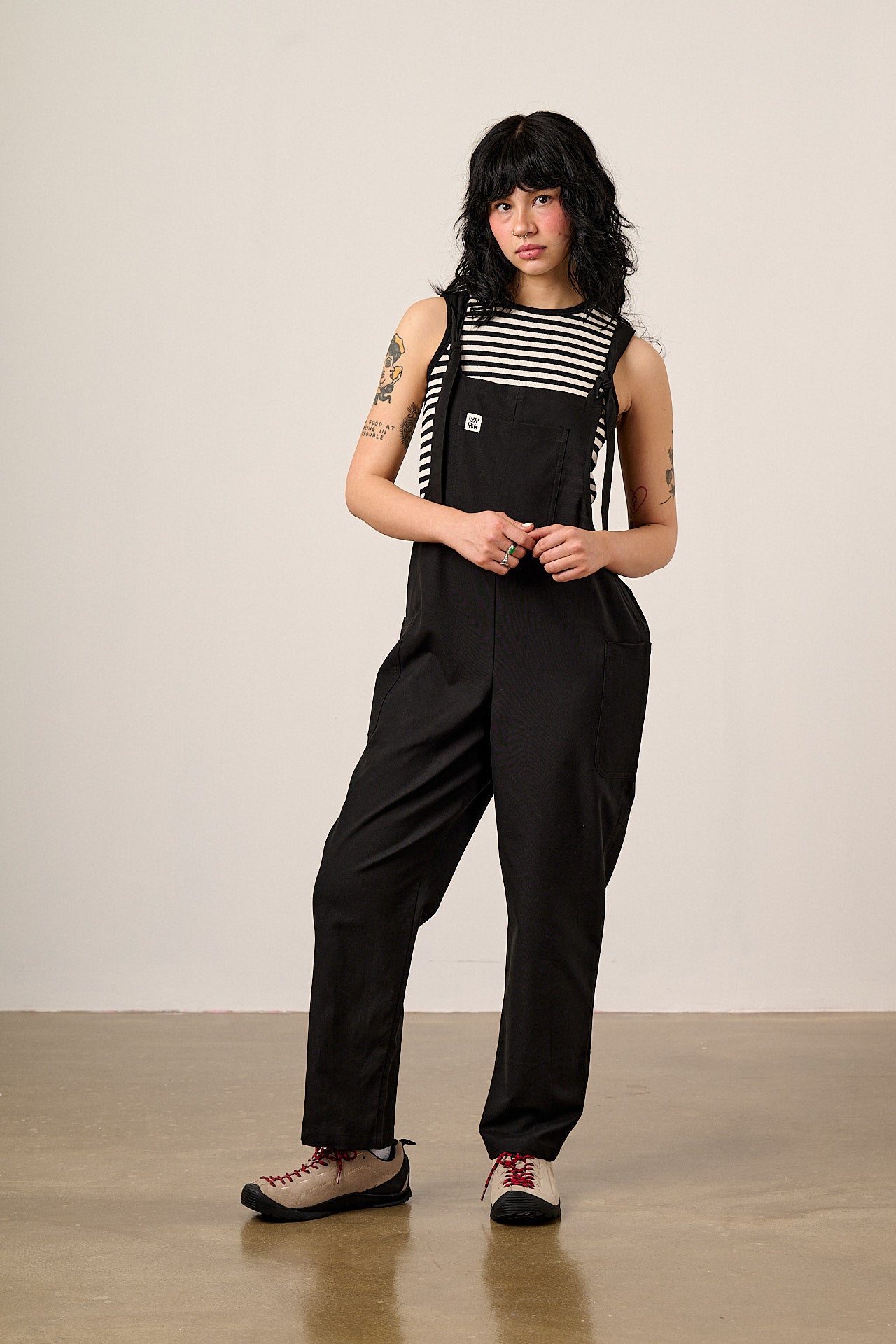 Una - Cotton Dungarees in Black