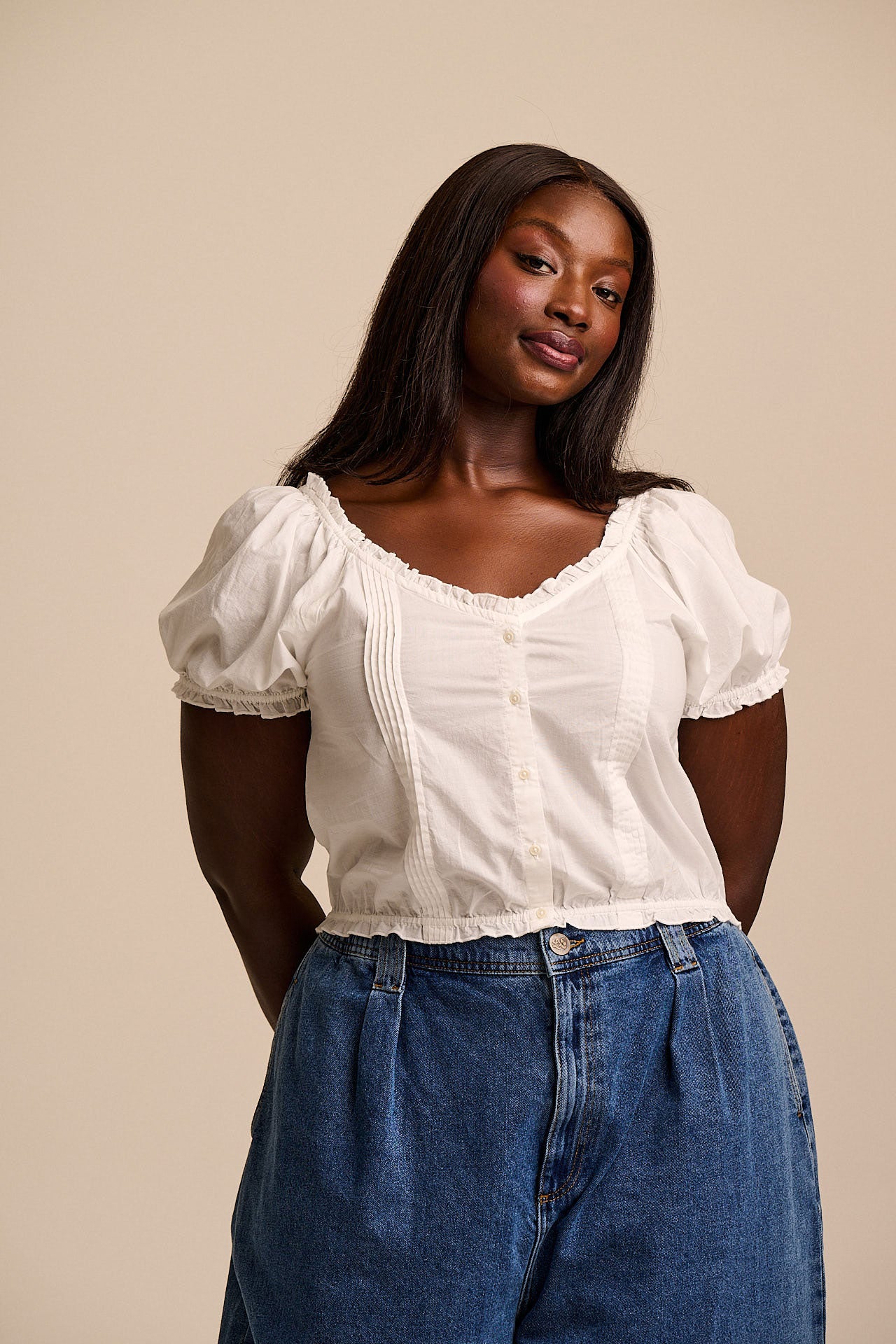 Sage - Cotton Puff Sleeve Blouse in White – Lucy & Yak