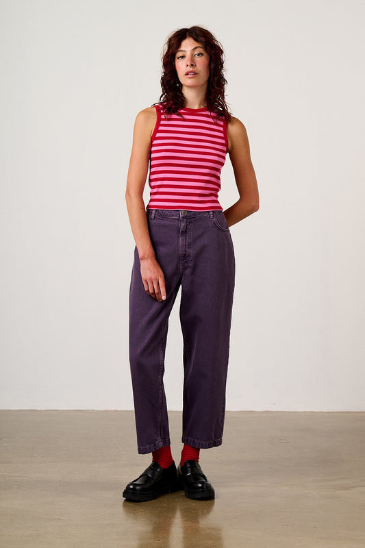 Drew - Straight Leg Denim Jeans in Purple Wash
