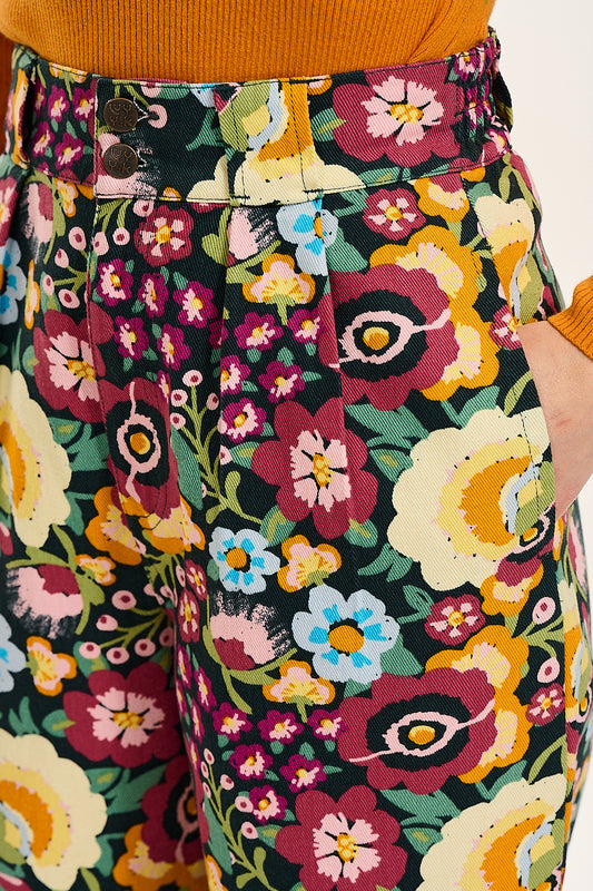 Addison - Tapered Twill Trousers in Ola Print