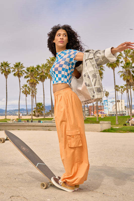 Rumi - Cargo Cotton Trousers in Sunset Orange