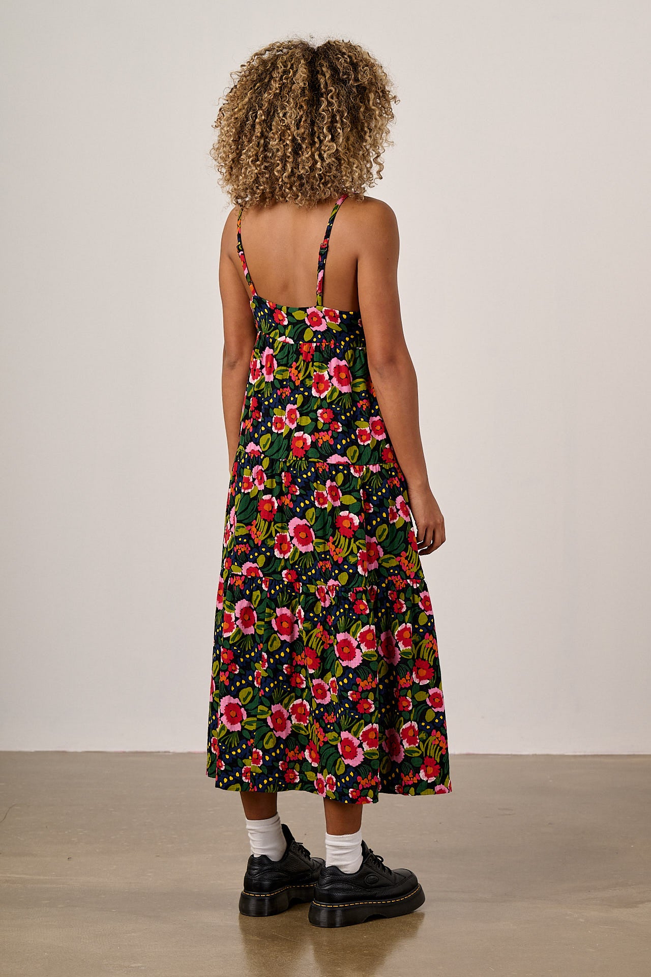 Mable - Cotton Midaxi Dress in Black Marie