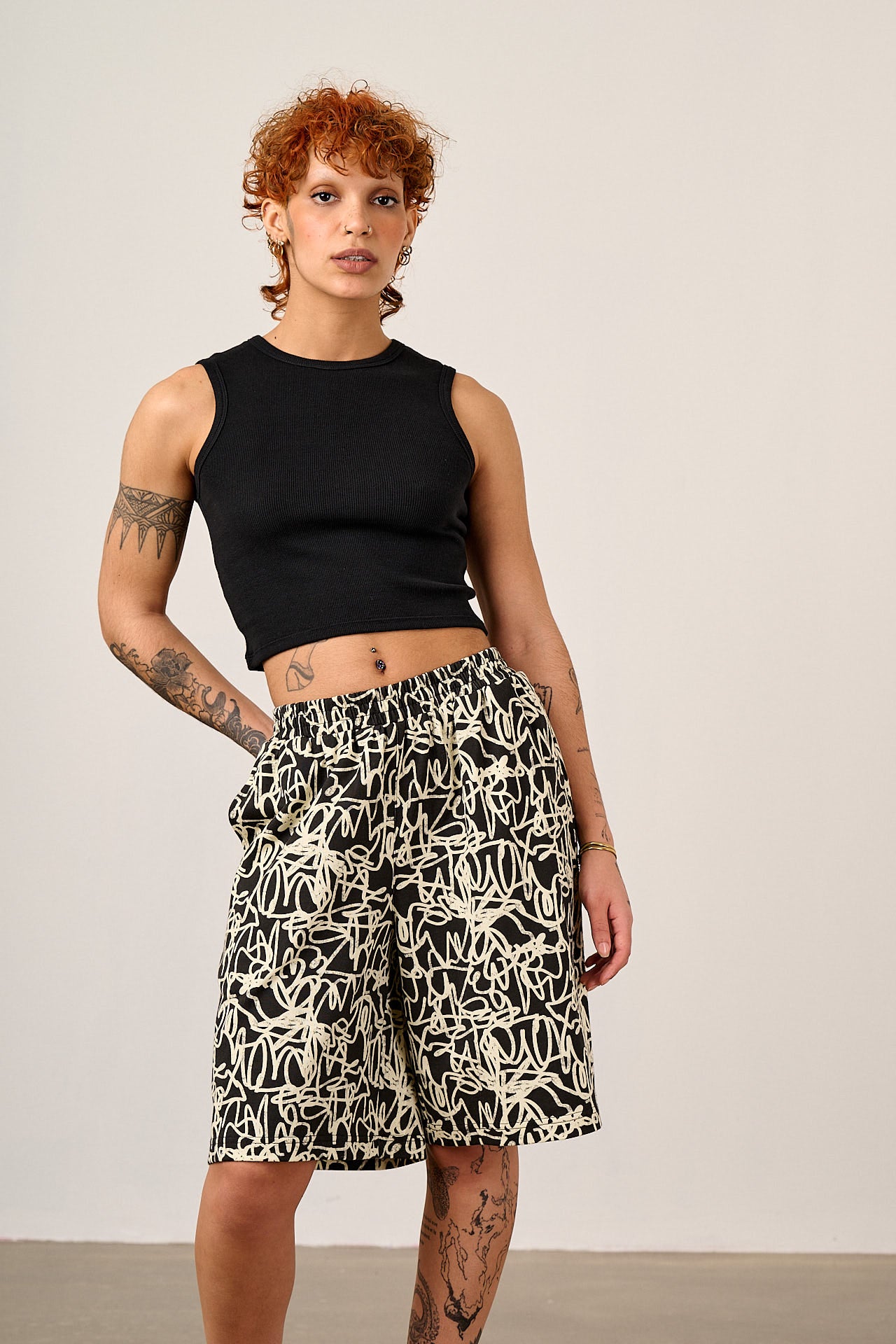 Madero - Cotton Jersey Shorts in Grafitti Print