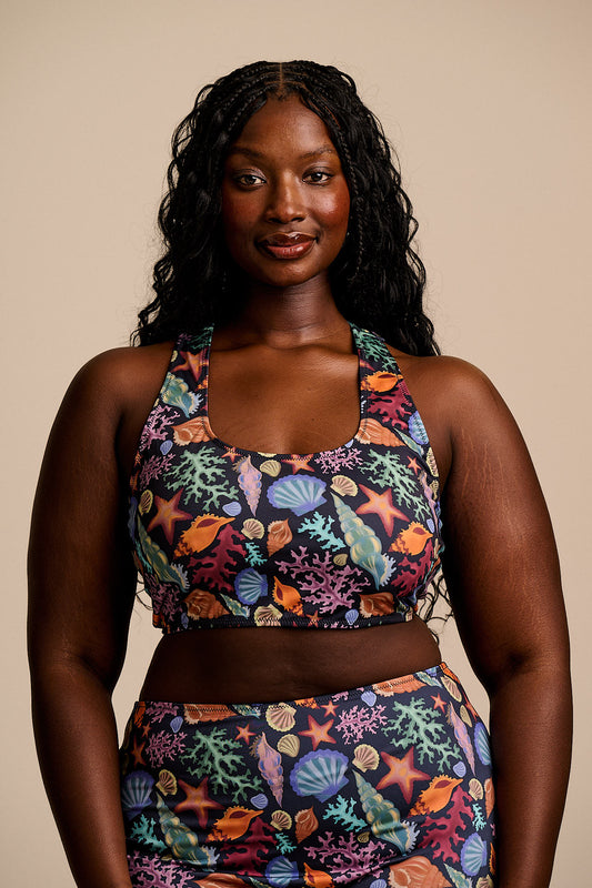 Morella - Racerback Bikini Top in Shell Print