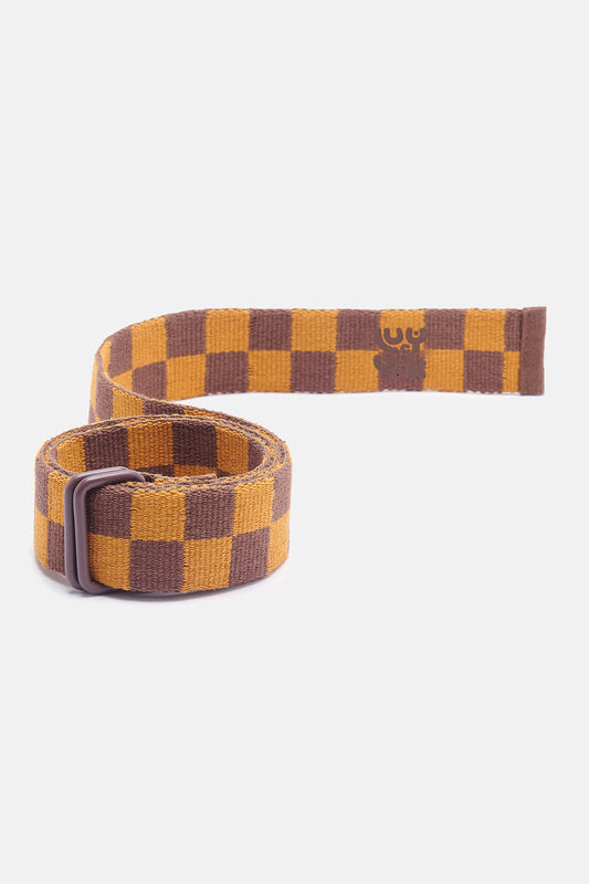 Flynn - D-Ring Belt in Mustard Checkerboard