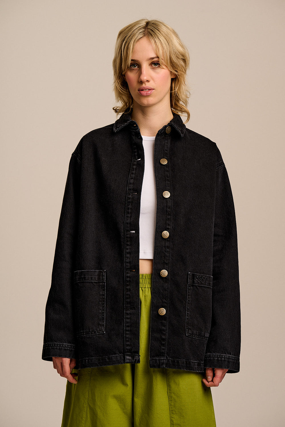 Olly - Denim Jacket in Washed Black