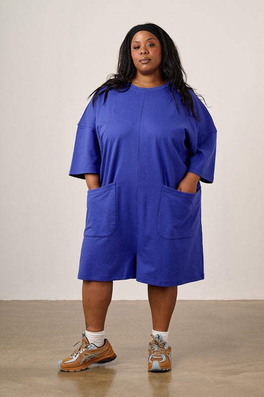 Pedro - Cotton Jersey Playsuit in Dazzling Blue