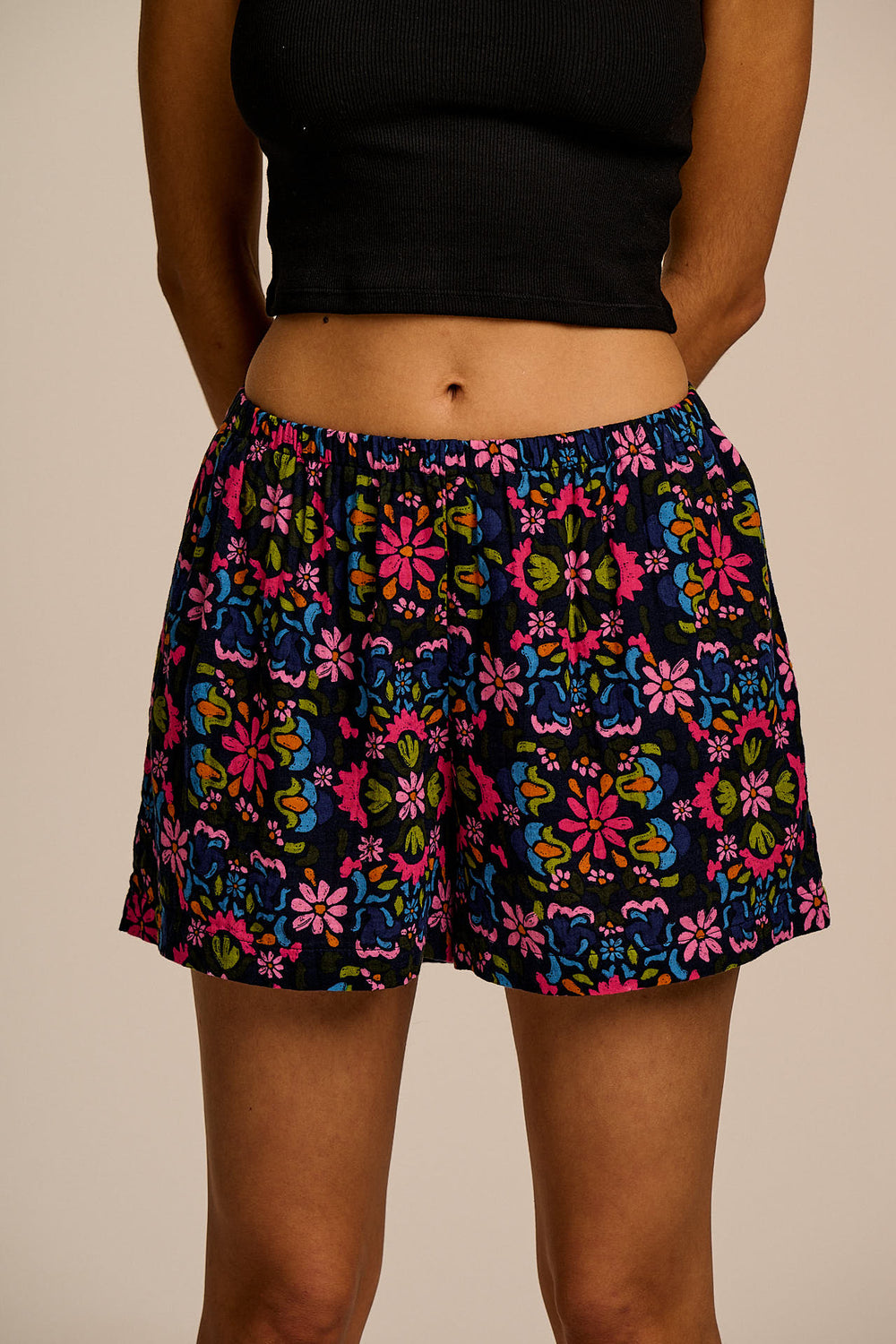 Popan - Cotton Shorts in Artisan Blue Floral