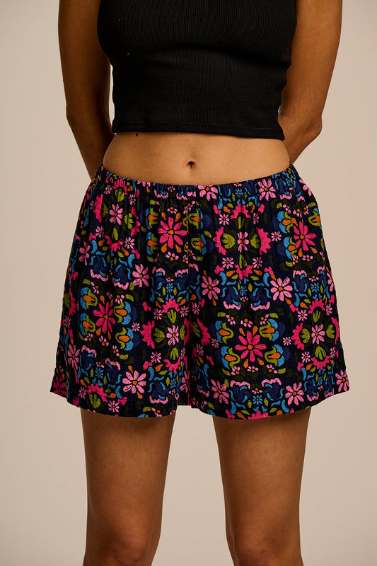 Popan - Cotton Shorts in Artisan Blue Floral