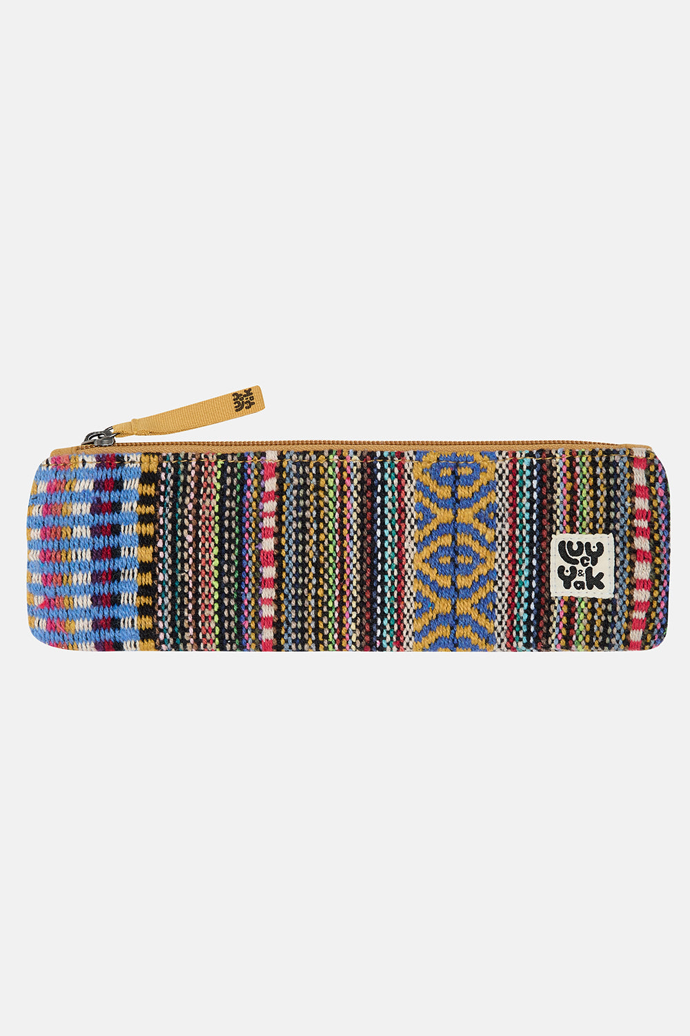 Pierra - Pencil Case Pouch in Blue & Yellow Jacquard Print – Lucy