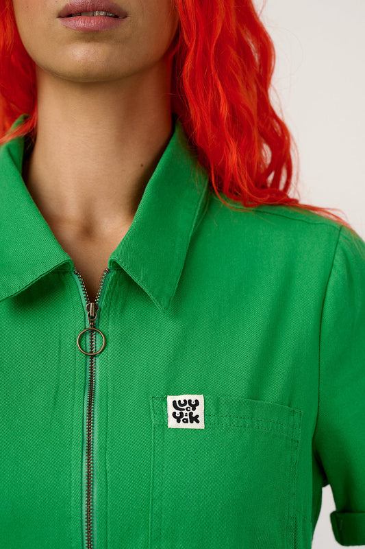 Ragan - Cotton Jumpsuit in Kelly Green