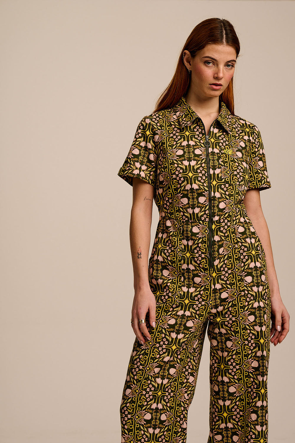 L.E Ragan - Cotton Jumpsuit in Graphics and Grain Artist & Yak