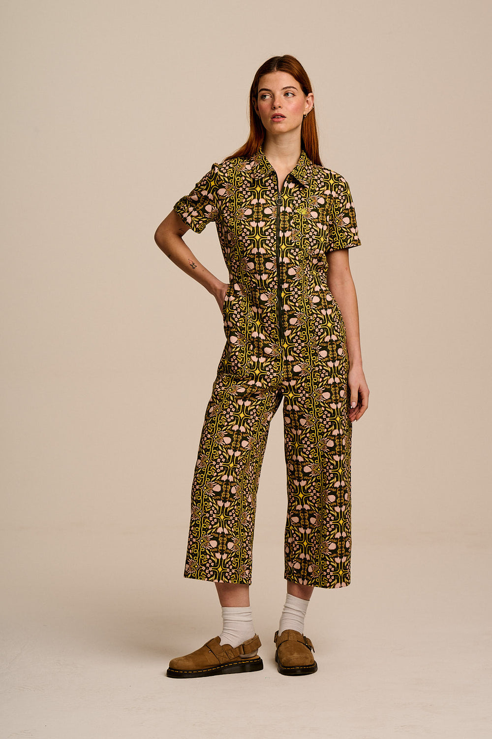 L.E Ragan - Cotton Jumpsuit in Graphics and Grain Artist & Yak