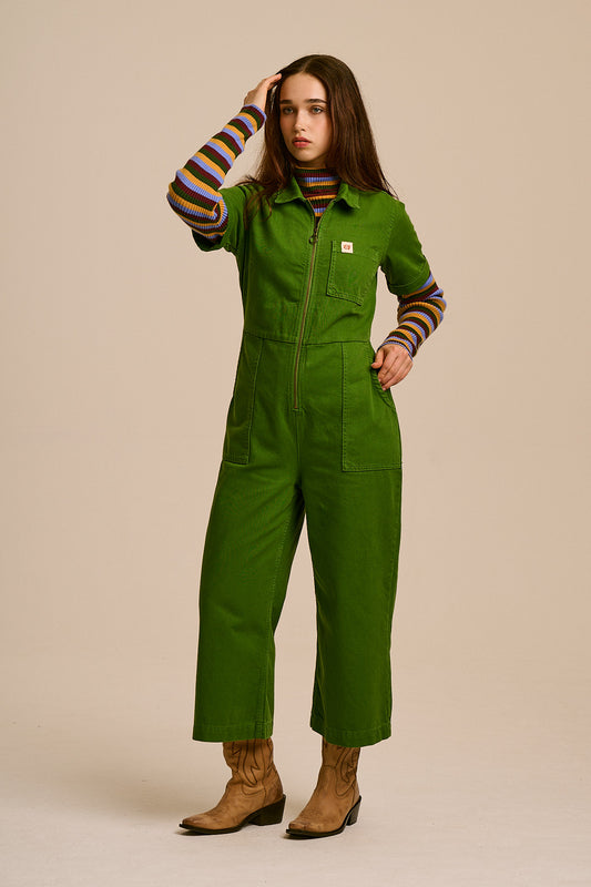 Ragan - Denim Jumpsuit in Dark Green Wash