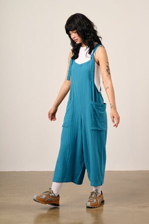 Rudy - Cotton Dungarees in Fjord Blue