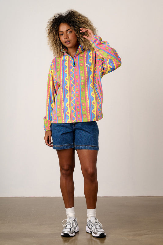 Sammy - Lightweight Polar Fleece in Groovy Stripe