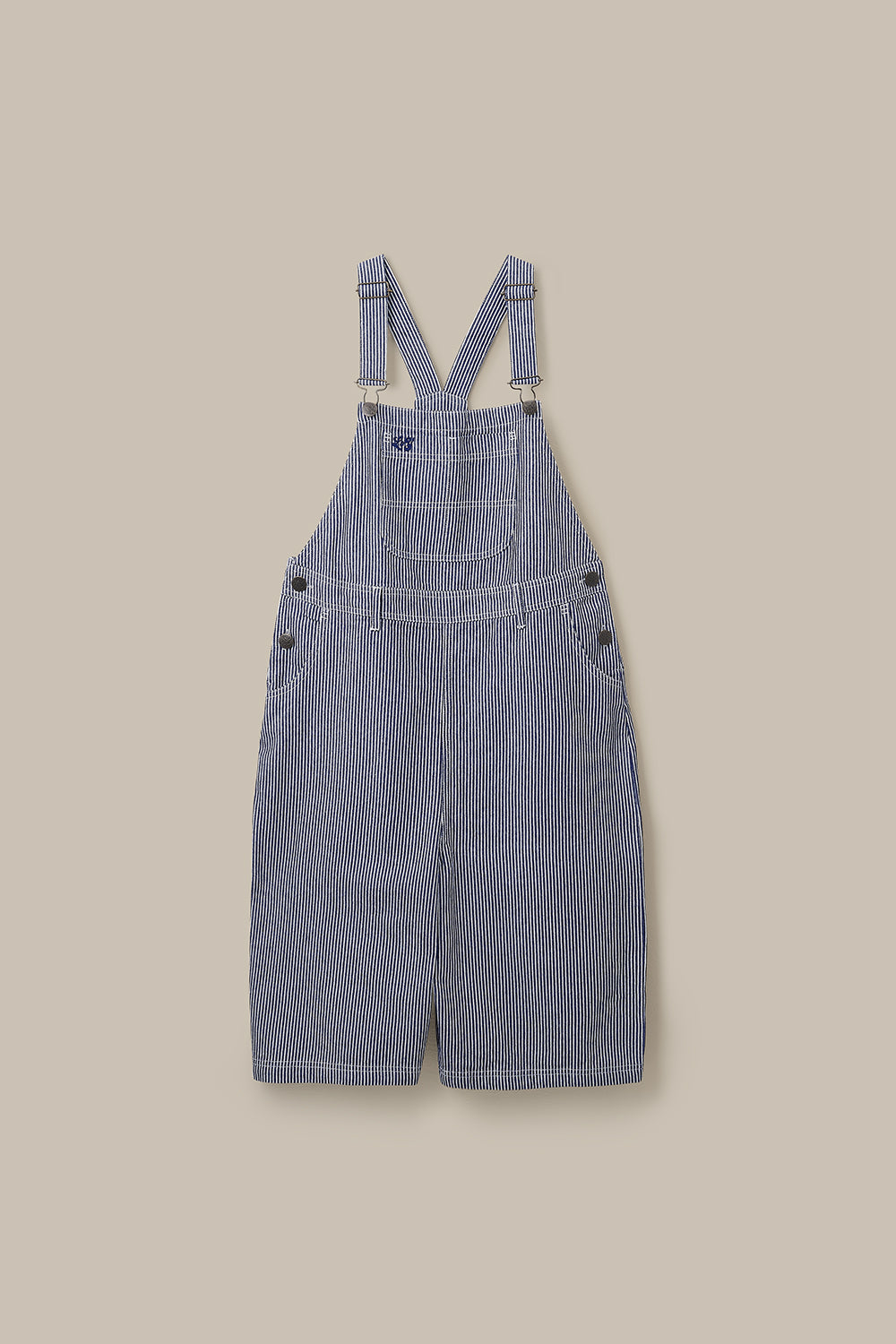 Jara - Cotton Dungarees Shorts in Navy Pinstripe