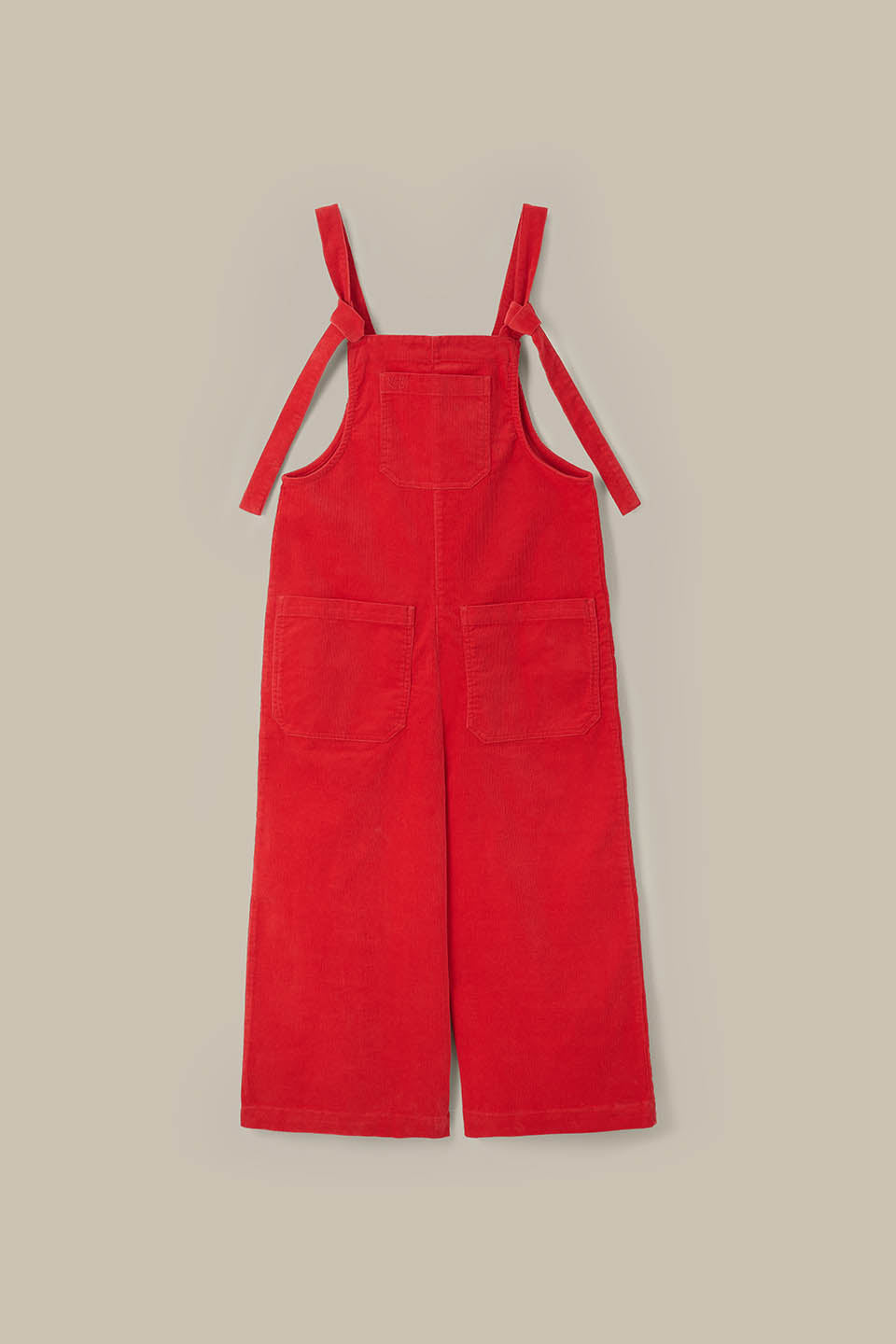 Jenny - Wide Leg Corduroy Dungarees in True Red