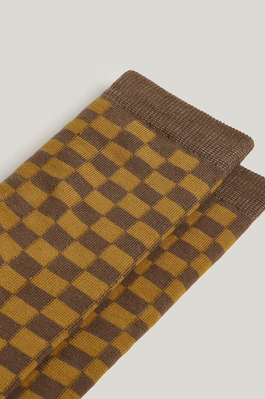 JoJo - Cotton Socks in Brown Check