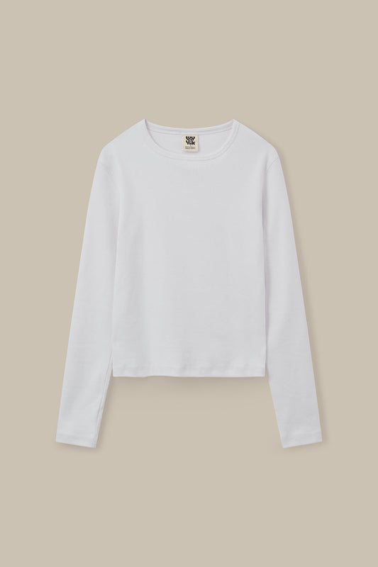 Grayson - Long Sleeve Cotton T-Shirt in White