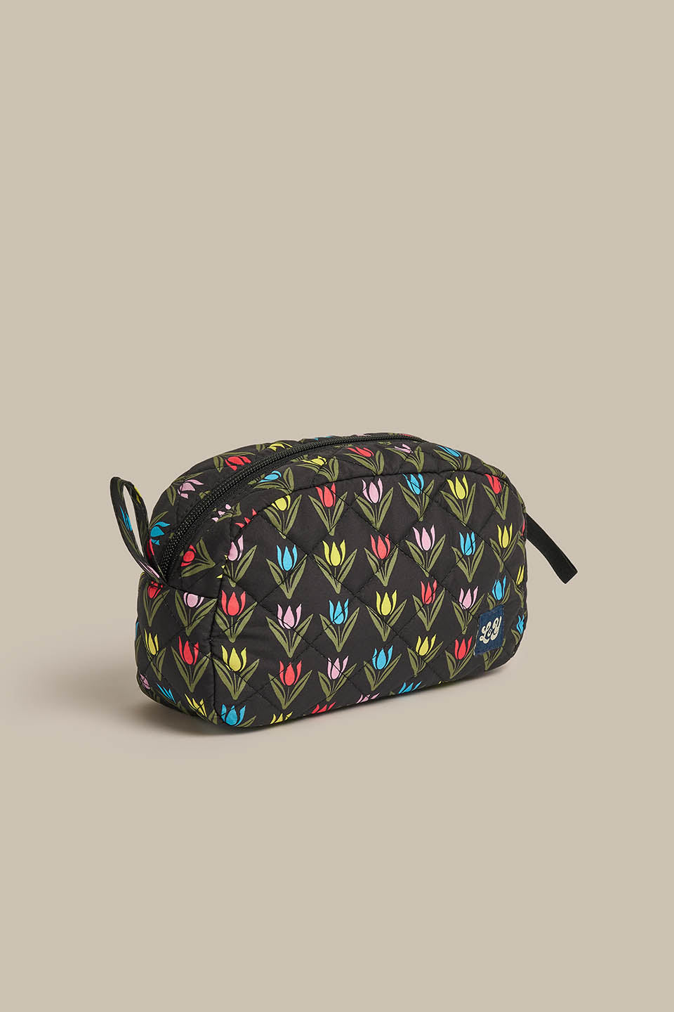 Malina - Washbag in Black Tulip Print