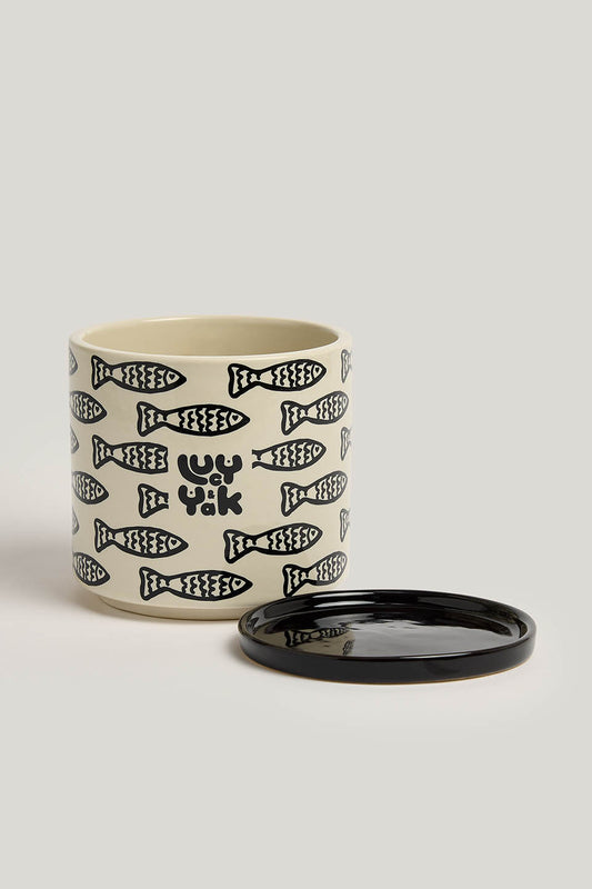 Fern - Plant Pot in Black & White Minnow