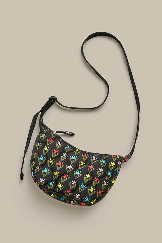 Reims - Crossbody Bag in Black Tulip Print