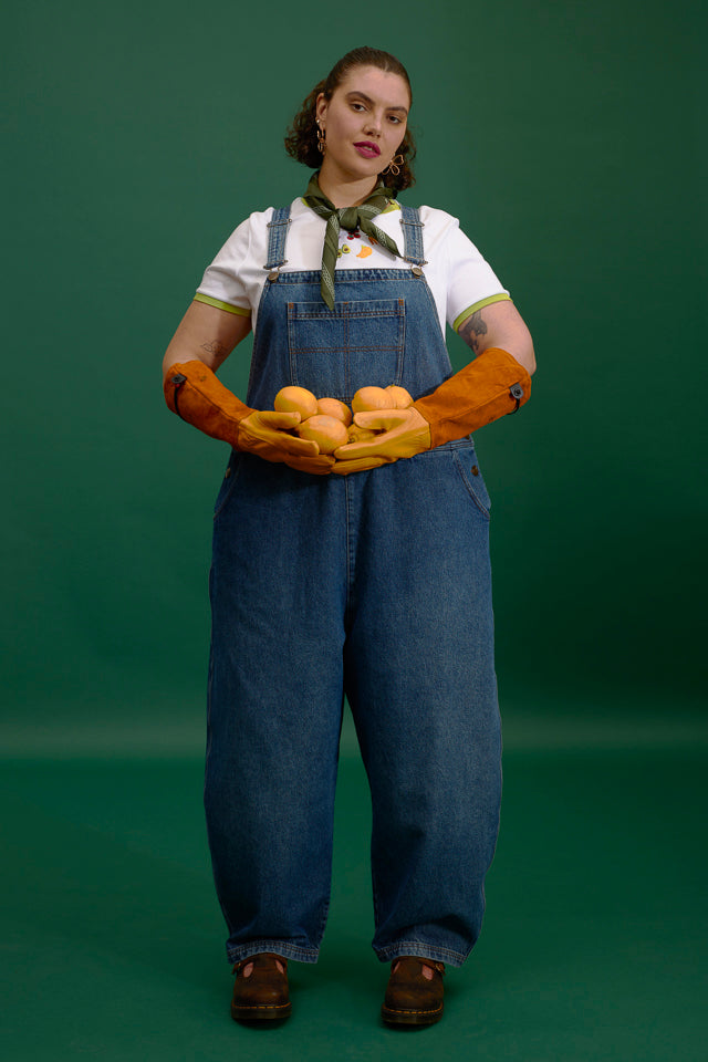 Toluca - Denim Barrel Leg Dungarees in Vintage Wash – Lucy & Yak