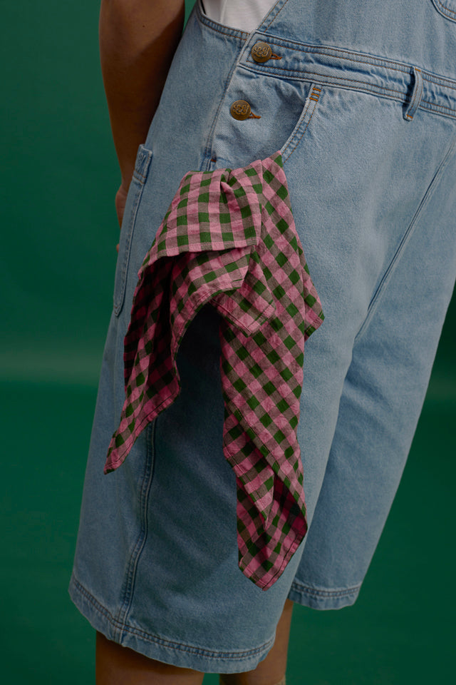 Lottie - Neck Scarf in Pink & Green Gingham