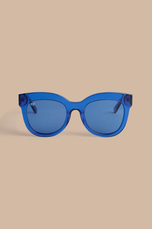 Mizuri - Cat Eye Sunglasses in Solid Blue with Blue Swirl
