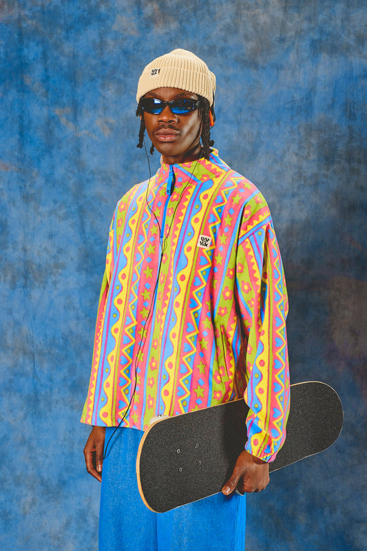 Sammy - Lightweight Polar Fleece in Groovy Stripe