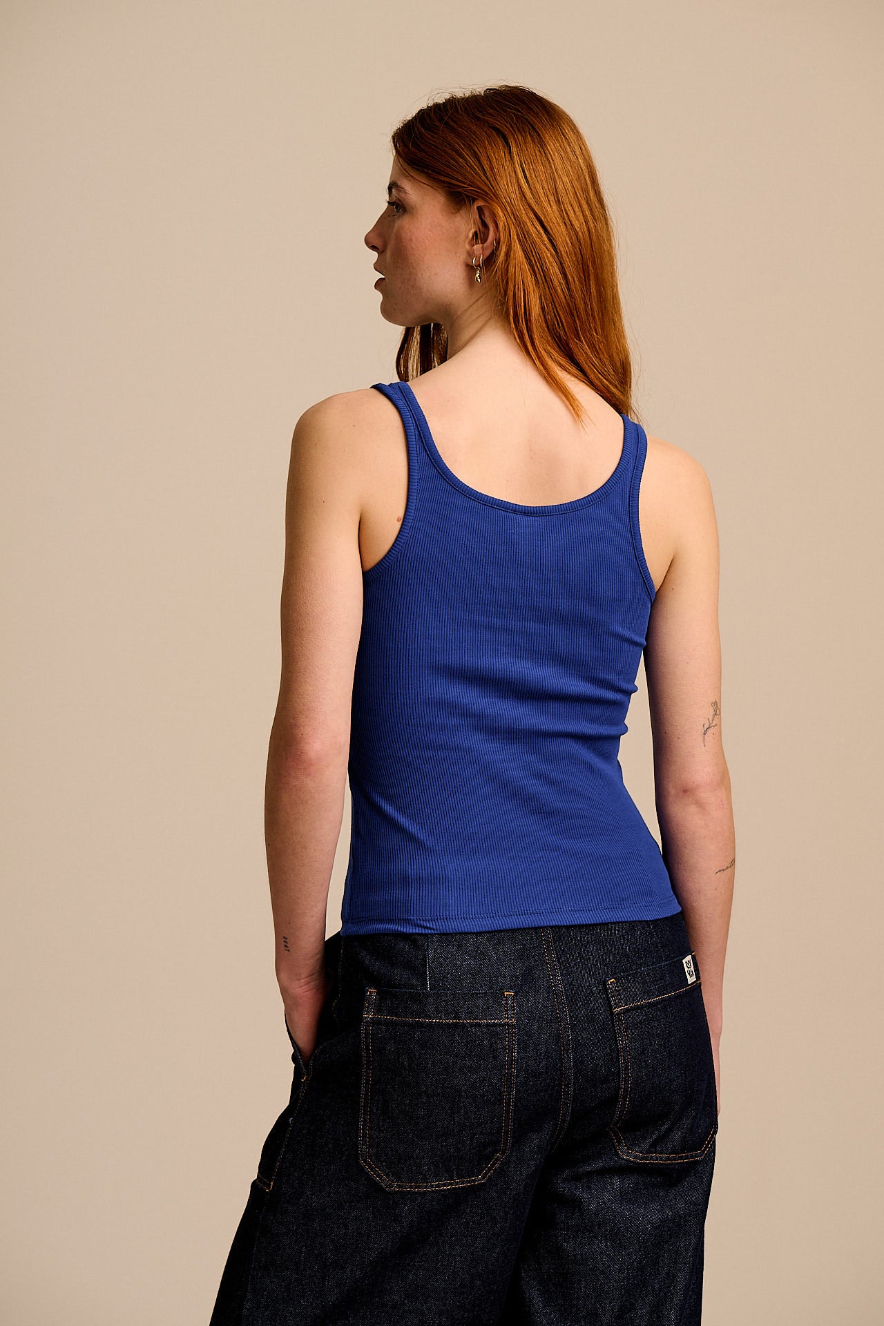 Tully - Cotton Strappy Vest in Blue