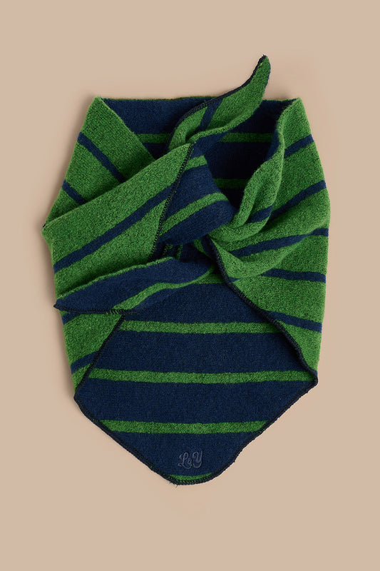 Loki Neck Scarf - Recycled Polyester in Blue & Green Stripe