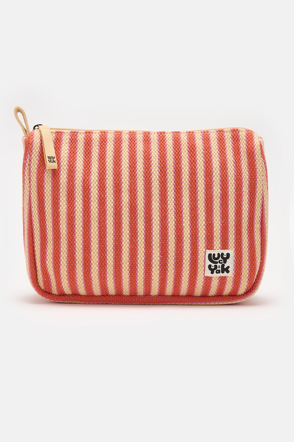 Washbag: DEADSTOCK FABRIC - Pink & Red Stripe